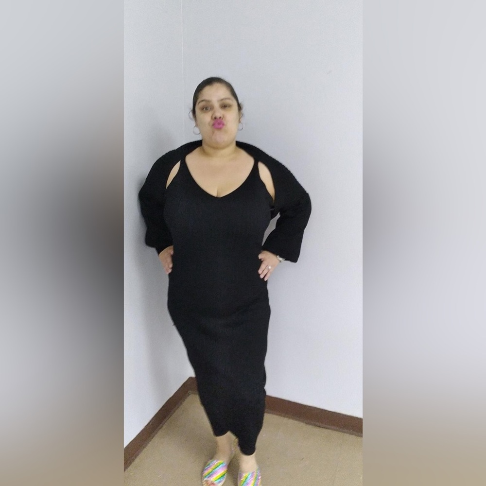 Used Black 2 Piece Dress & Sweater Set
